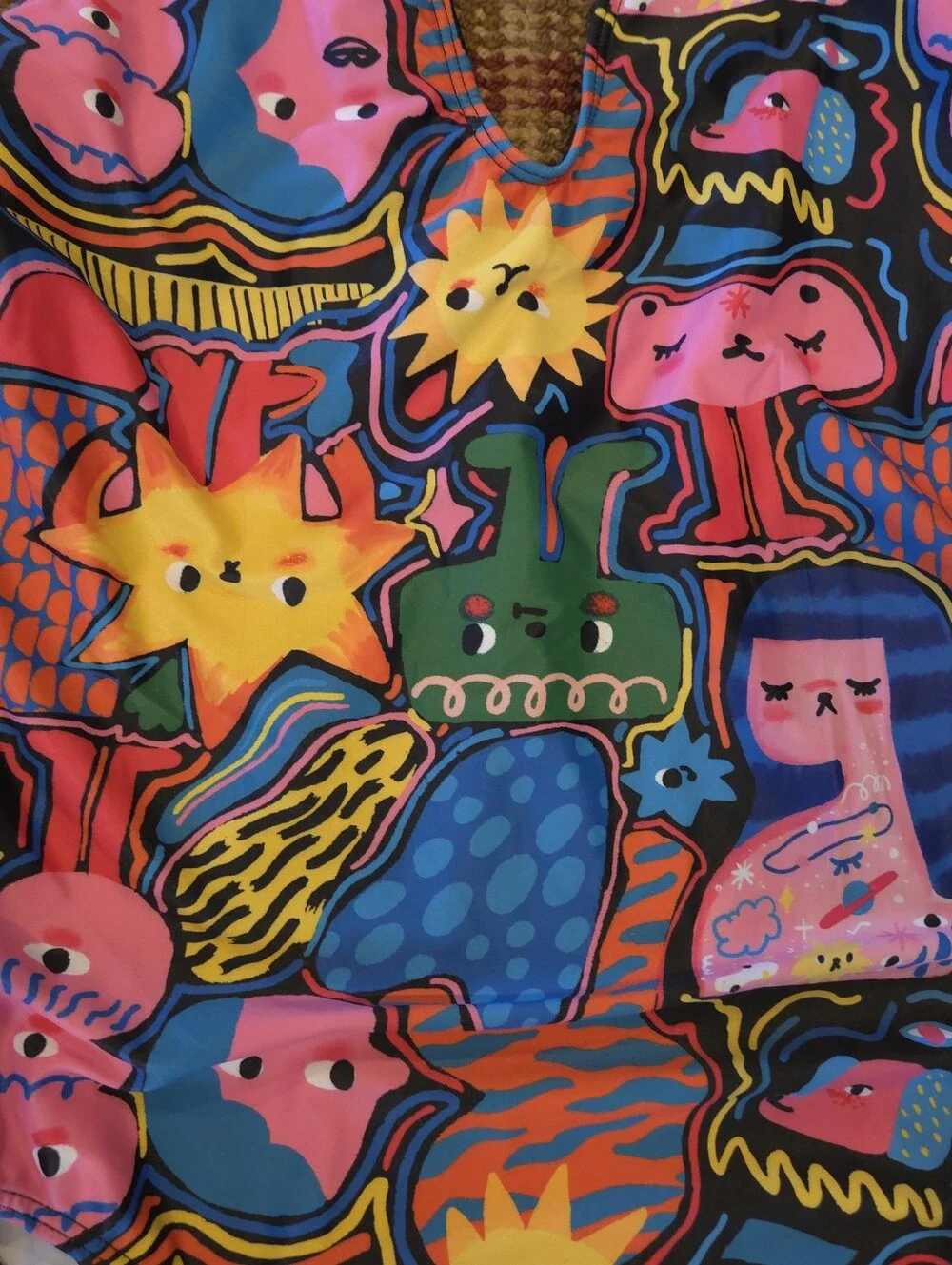 Martcellia Liunic Unique Weird Kawaii Pop Art Trippy Swimsuit Bodysuit Size L